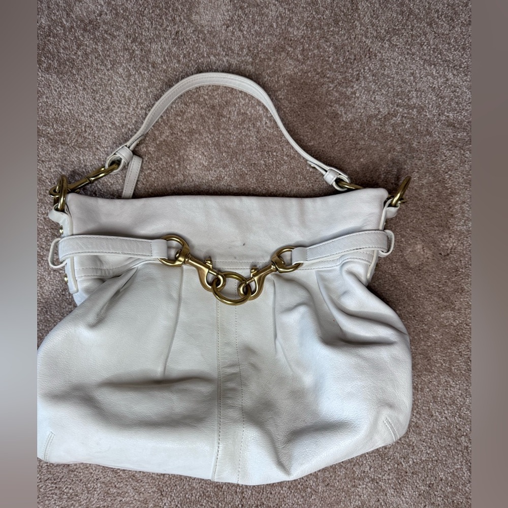 Coach White Leather Women's satchel with gold hardware